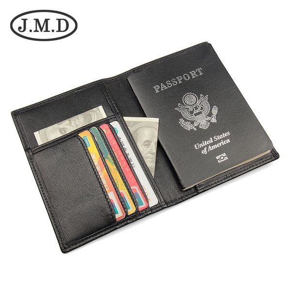 

j.m.d travel passport bag leather document bag passport clip document package ticket clip rfid money clips 8190, Black