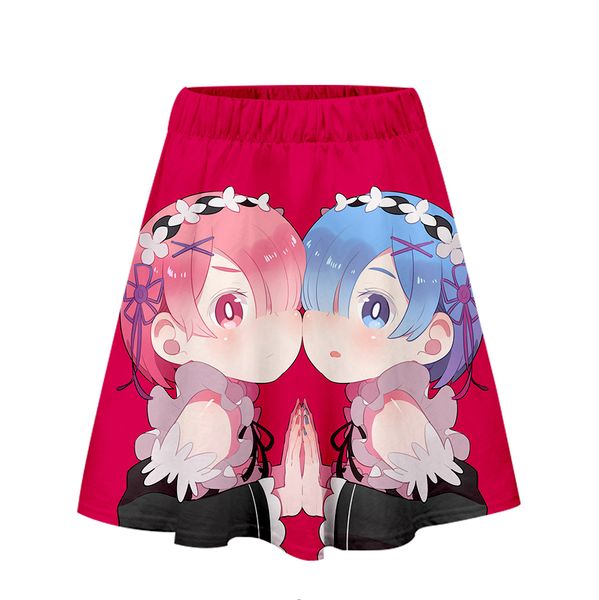

summer kawaii a re's different world life from scratch 3d skirts women 2019 new anime cartoon style pop skirts, Black