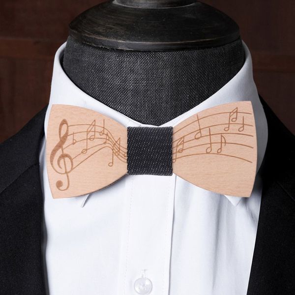 

fashion wooden bowtie for men gentlemen handmade graceful note pattern music party bow ties, Blue;purple