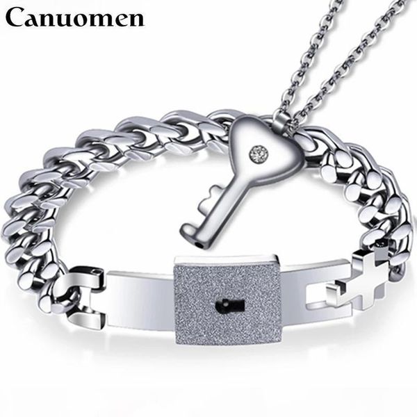 

wholesale creative couple bracelet titanium steel necklace and bracelet 2019 valentine's day gift for boyfriend girlfriend, Silver