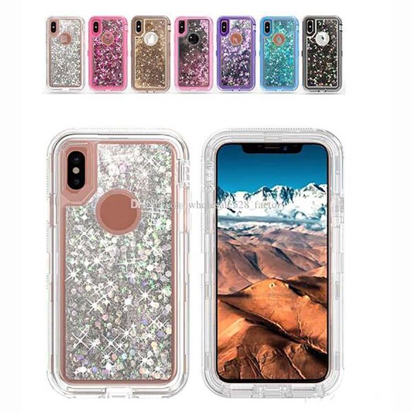 360 protegge la cassa del telefono del progettista Bling cristallo Liquid glitter robot antiurto copertura posteriore impermeabile per iphone14 13 12 11pro samsung s10 note10