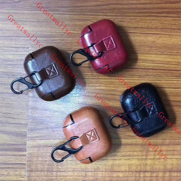 

fashion cover for airpods pro case leather earphone case for apple air pods pro 3 2 1 headphone earpods hook charging box