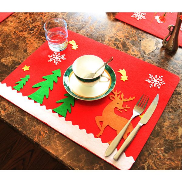 

2018 new thickening christmas tables mat festival lovely christmas decorations western knife fork dining sets cartoon pads