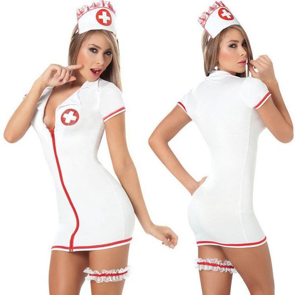 

thefound women naughty nurse costume lingerie hen fancy dress uniform party outfits, Black;red