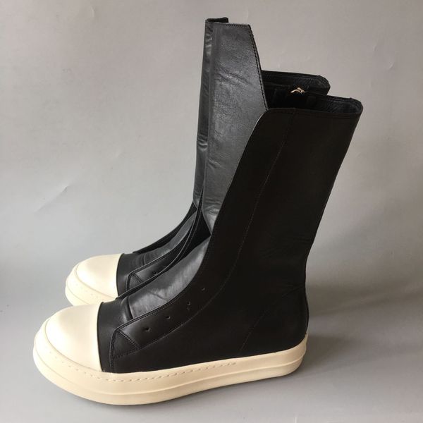 

2018ss genuine leather layer men's knee boots fashion europe and america new list real picture thigh-high shoes, Black
