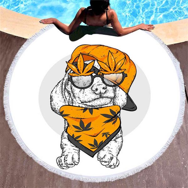 Novo Europeu e Americano 3D Impressão Digital Adulto Crianças Dos Desenhos Animados Gato e Cão Toalha de Praia Microfiber Round Tassel Beach Mat pode ser C