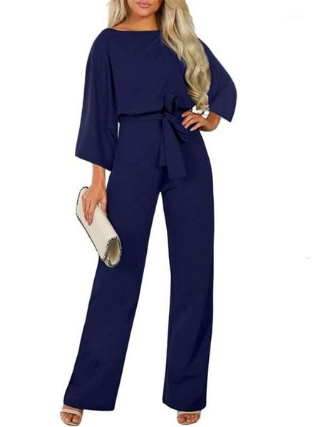

casual jumpsuits women clothes womens designer sashes jumpsuits fashion loose natural color rompers crew neck long sleeve, Black;white