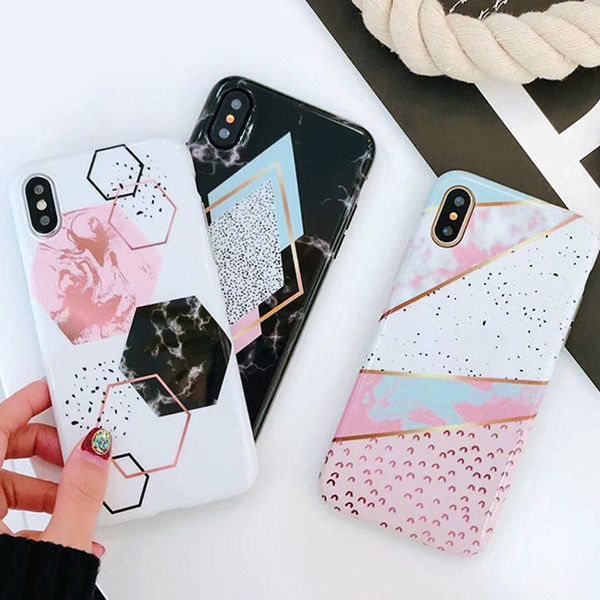 

marble phone case for iphone xr x xs max 6 7 8 plus cases candy color funny geometry splice pattern retro cover