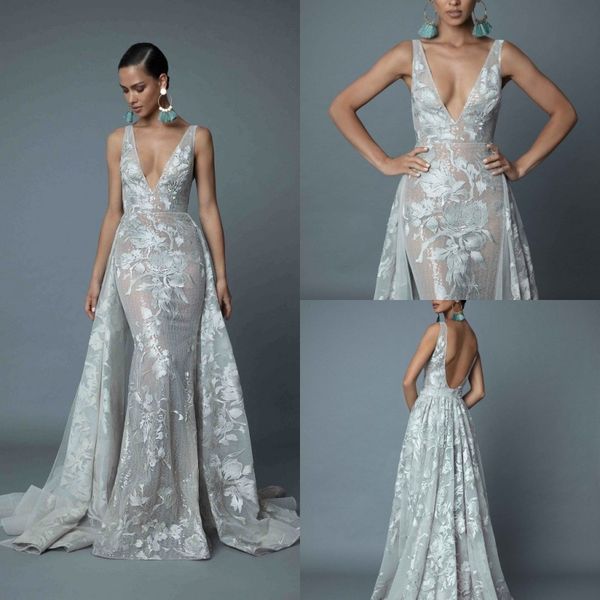 

berta 2019 illusion вечерние платья sexy v-образным вырезом с отстегивающимися шлейфами и кружевными аппликациями вечерние платья выпускного, Black;red