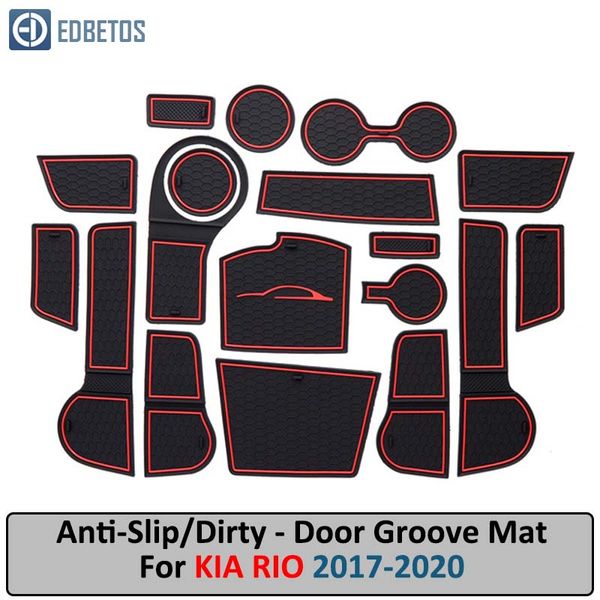 

anti slip mat for kia rio 4 x-line rio 2017-2019 door mat anti-slip cup pad interior decoration accessory styling gate slot pad