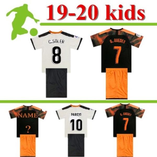 

19 20 valencia kids soccer jerseys parejo 2019 kids kit valencia cf rodrigo football shirt mina jersey gaya gameiro soccer shirt boys child, Black;yellow
