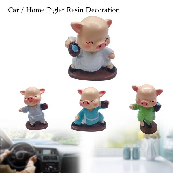 

car accessories 4 x resin drunk fist pig animated dancer toy car windowsill decoration brand car-styling