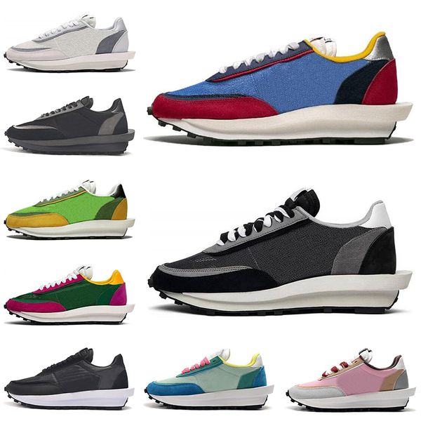 

2019 sacai ldv waffle chaussures casual shoes men women triple black green varsity blue sports sneakers espadrilles size 36-45