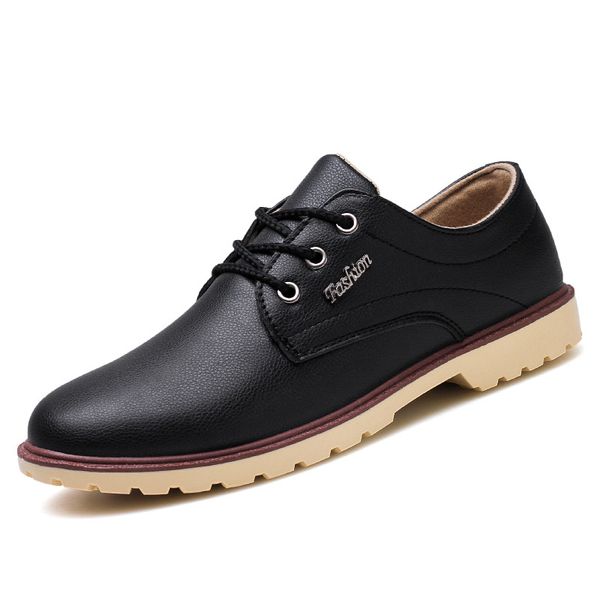 

2019 leather shoes men's flats oxfords shoes fashion design men causal lace-up leather for men sneaker oxford, Black
