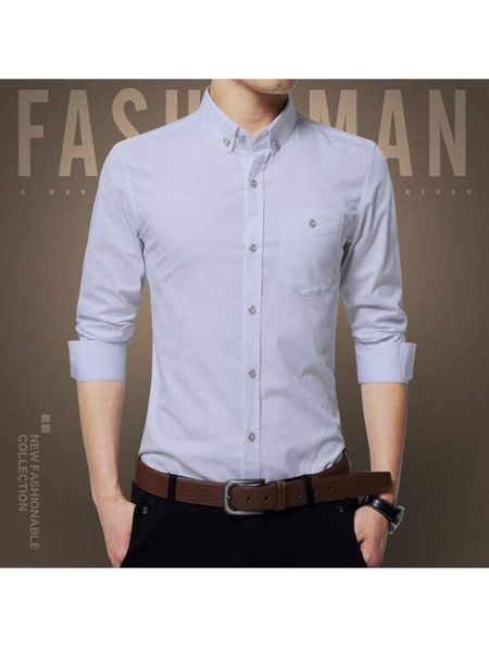 

2020 brand men shirt male dress shirts men's fashionable casual long sleeve business formal shirt camisa social masculina, White;black