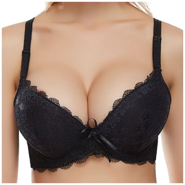 

selling 2020 women steel ring bra lace comfortable gathered adjustable bralette underwear soutien gorge femme#20, Red;black