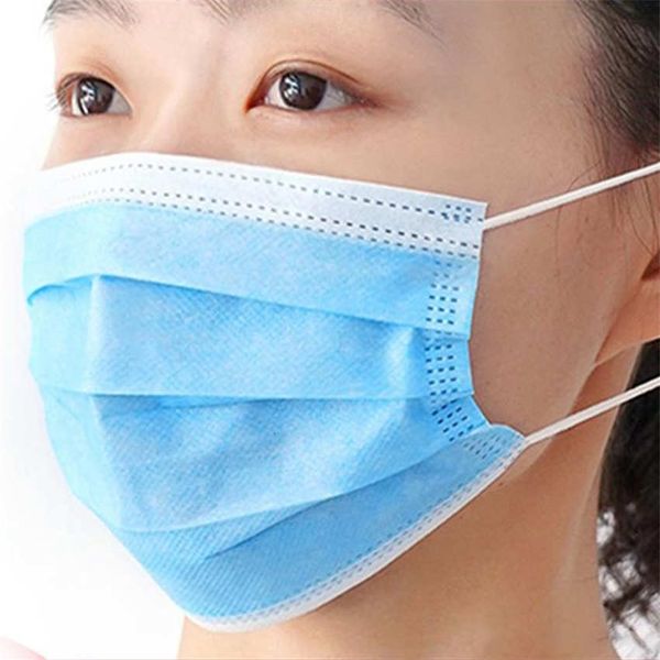 

masks 3 ply non woven face mask blue dust melt blown favric inenza breathing pollution care elasticblue