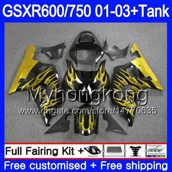 + Serbatoio per SUZUKI GSXR 600 750 Fiamme oro stock GSXR-750 GSXR600 2001 2002 2003 294HM.66 GSX R750 R600 K1 GSX-R600 GSXR750 01 02 03 Carena