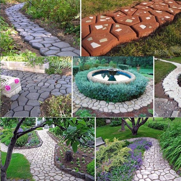 

black plastic making diy reusable paving mould home garden floor road concrete stepping driveway stone path mold patio maker