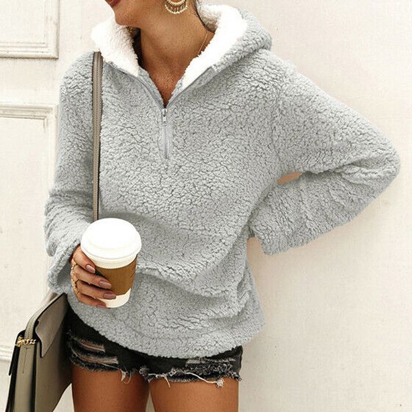 

2019 women hoodies sweatshirts winter warm hooded loose soft cute coat harajuku ladies basic kawaii pullover sweatshirts, Black
