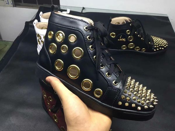 

men women rhinestone high shoes famous designer brand red bottom sneakers mens loubbis shoes with box and dustbag lll, Black