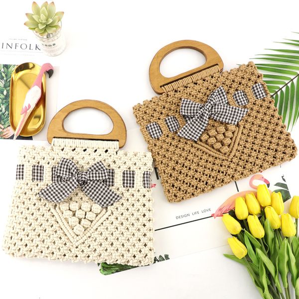

new cotton straw bag portable woven bag women's beach women handbag
