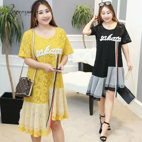 

twinset кружева платья больших размеров для женщин 4xl 5xl 6xl лето, White;black