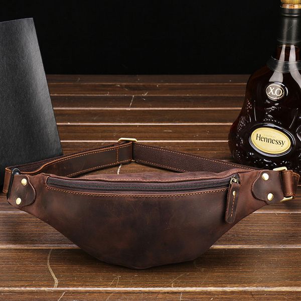 

waist bags men's hidden bag leather chest retro crazy horse messenger first layer cowhide shoulder
