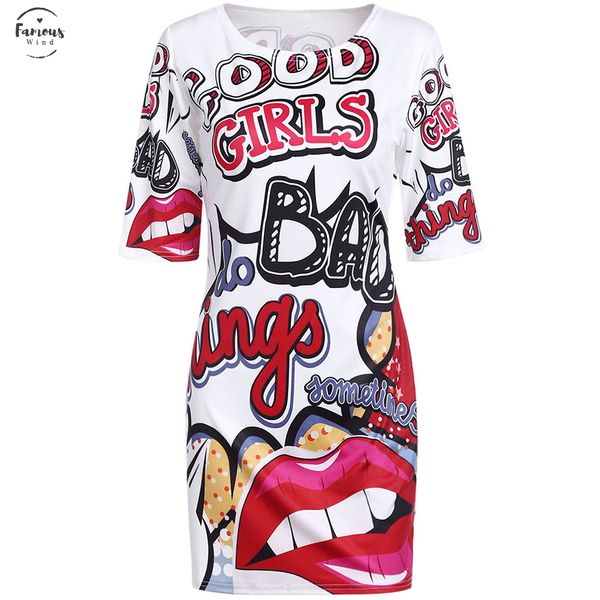 

size plus t shirt dress women funny print summer dresses cartoon lip letters mini dress club vestidos designer 100% cotton, Black;gray