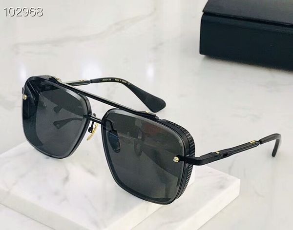 

new luxury popular sunglasses limited edition six men design k gold retro square frame crystal cutting lens with grid detachable, White;black
