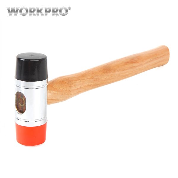 

workpro 35mm rubber hammer wood handle double-face hammer dead blow mallet