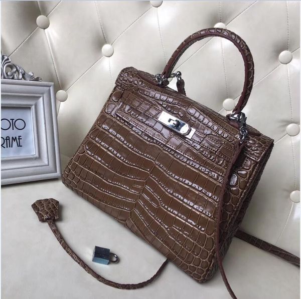 

silver buckle alligator bag size 25cm totes fashion shoulder bag brand women totes genuine leather fashion bags ing