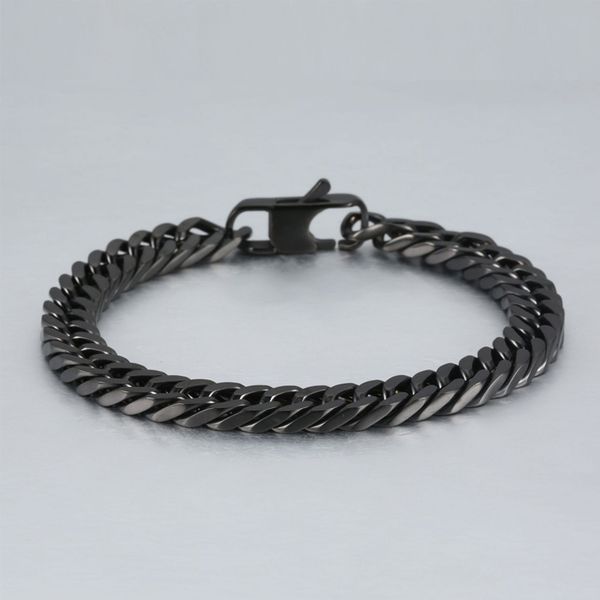 

bracelet men stainless steel chain on hand hip hop charm bracelet jewelry cuba link chain punk gift for men accessories, Black