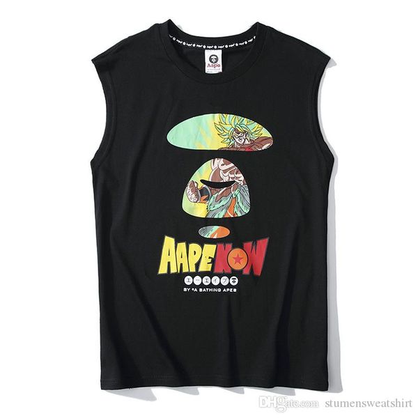 

19ss spring summer men vest tide brand aape shirt letters graffiti smiley dragon ball sleeveless street hip hop fashion vest, White;black