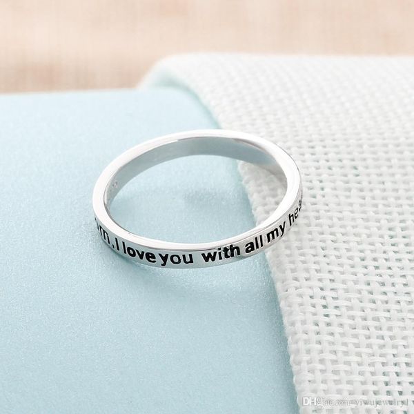

simple 925 sterling silver ring - mom i love you wholeheartedly - letter ring family jewelry mother's day women's gift size 5