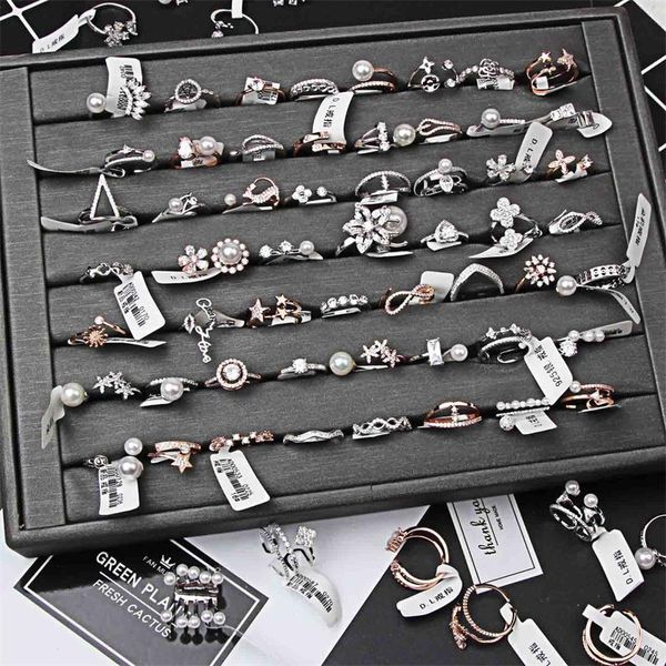 

new rings korean fashion full diamond simple ring zircon micro inlay ring crystal rhinestone mix popular styles dhl, Silver