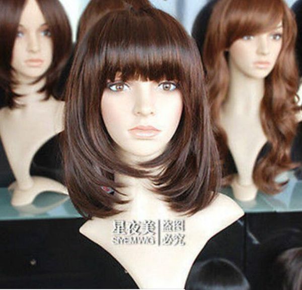 

wig new fashion short dark brown cosplay party hair wig ing