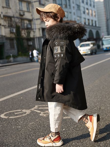 

3qr children send customer service medium and children's long 2019 boys medium and big children thickened children's clothing tide, Blue;gray