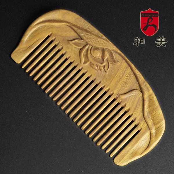 

1pc новый резные малый comb ретро сумка массаж гребень изысканный half moon green сандала g0425, Silver