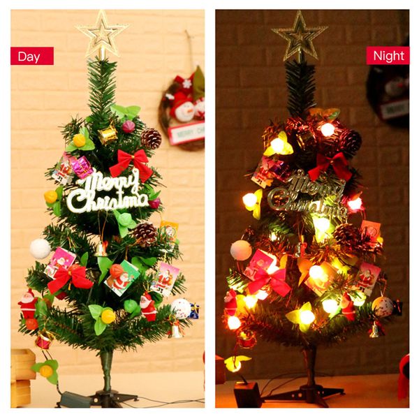 

60cm christmas tree+22 pcs xmas tree decorations accessories+xmas light string for home shopping mall festival party decor u3