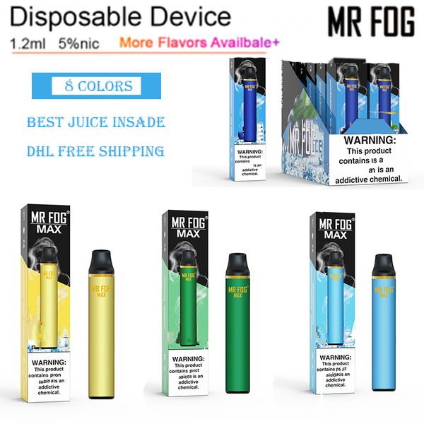 

Mr fog Max Disposable Vape Empty Device 3.5ml's of 5% nic 1000 Puff 600mAh battery capacity PK Puff bar mr fog