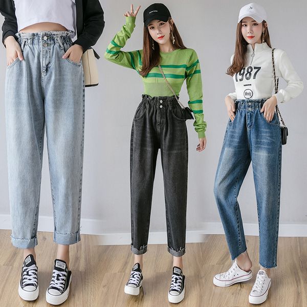 

new spring buds jeans women show tiny feet tall waist harlan torre han edition joker nine minutes of pants pants, Black;white