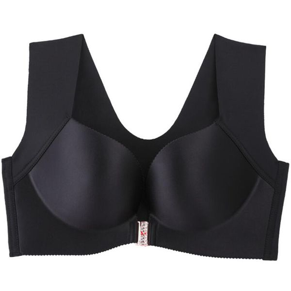 

large-sized wireless front closure sports sleeping underwear for fat mm seamless thin back front gathered bra cup 75c-95c, Red;black