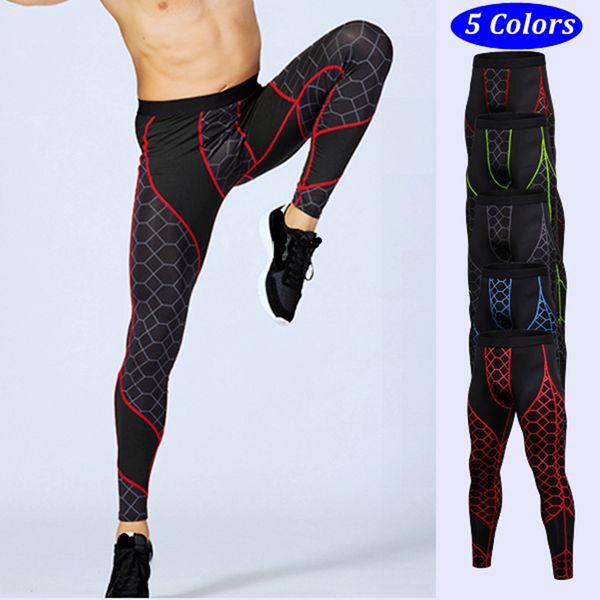 

running pants quality men's fitness mesh trousers printed splicing quick-drying elastic sports, strong wear resistance sport, Black;blue