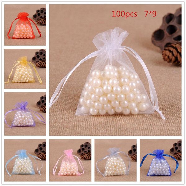 

100pcs mini see-through drawstring pouches organza bags jewelry pearl wedding favors candy storage bag pockets gift bags