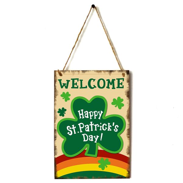 

1pc st.patrick's day pendant wood hanging pendant decor diy painting board ornaments with rope arts crafts gift tags