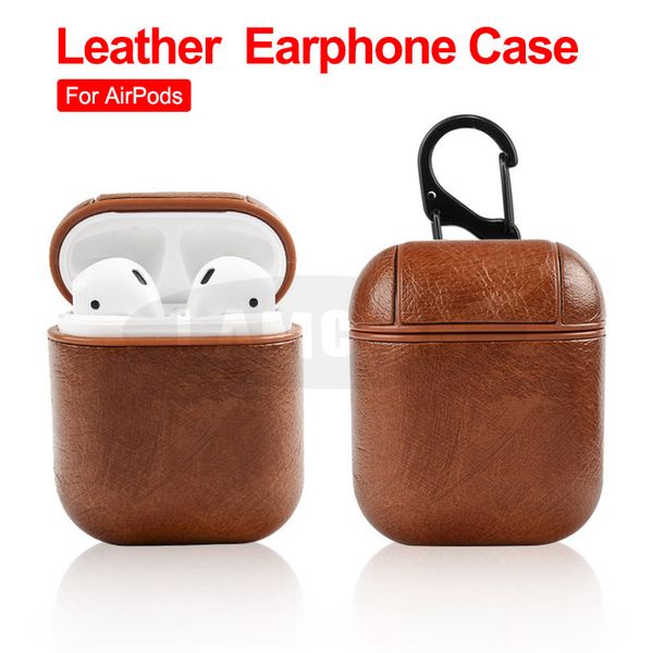 

For airpod ca e protective cover pu leather hook cla p keychain anti lo t fa hion headphoen apple airpod earphone ca e protector