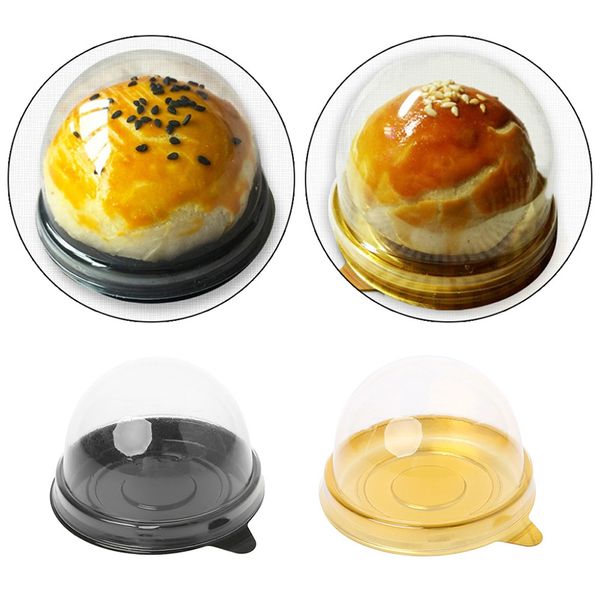

50 pcs mini round moon cake container trays packaging box holder wedding party favor boxes 50g mooncake egg-yolk puff holders