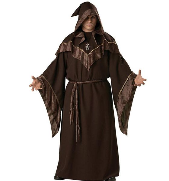 

dark sorcerer mens costume scary black robe magic theme party halloween, Black;red