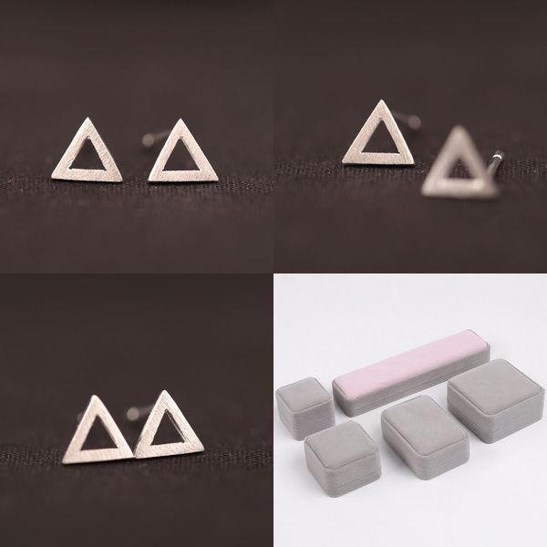 

925 silver geometric figure wire drawing ear nail men and women fund concise personality triangle cold wind earring perfume earring charms, Golden